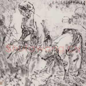 2002年 吴山明《青稞地》国画综合作品图片鉴赏