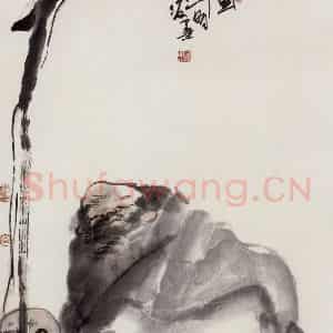 1987年 吴山明《醉仙》国画人物作品图片鉴赏