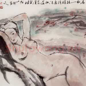 1992年 吴山明《春卧》国画人物作品图片鉴赏