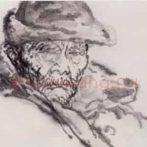 1995年 吴山明《绍兴老农》国画人物作品图片鉴赏