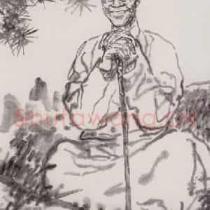 1996年 吴山明《一览众山小》国画综合作品图片鉴赏