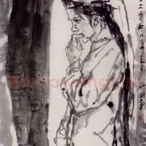 1998年 吴山明《雪山少女》国画人物作品图片鉴赏