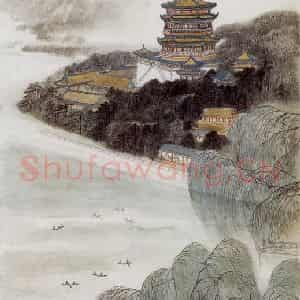 70年代 何海霞《昆明湖上》国画界画工笔作品图片鉴赏