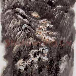 1980年 何海霞《万家灯火明》国画山水写意作品图片鉴赏