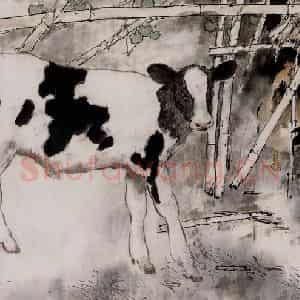 2000年 杨善深《农舍》国画综合作品图片鉴赏