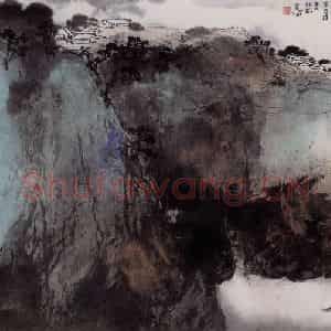2001年 杨善深《春日泛舟》国画山水作品图片鉴赏