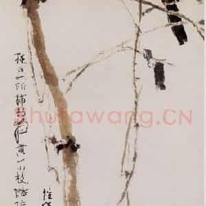 1982年 杨善深《伯劳》国画花鸟作品图片鉴赏