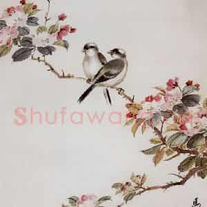 1965年 马晋《白头双栖》国画花鸟作品图片鉴赏