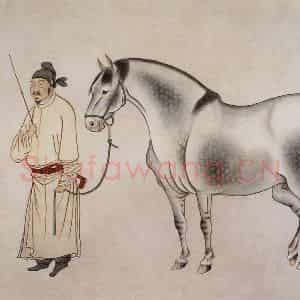 1924年 马晋《临赵氏三代三马图》国画综合作品图片鉴赏