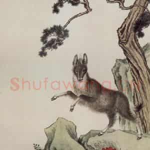 1927年 马晋《双羚》国画花鸟作品图片鉴赏