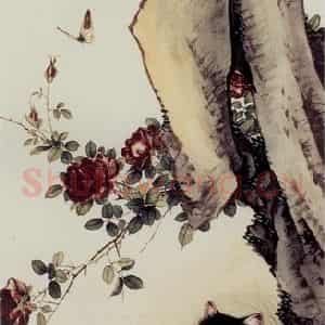 1947年 马晋《猫蝶图》国画花鸟作品图片鉴赏