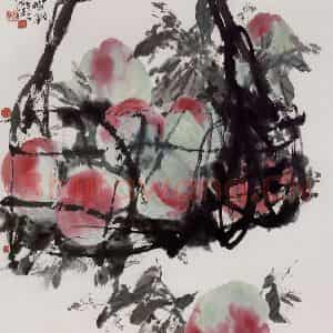 近现代 宋雨桂《蟠桃》国画山水作品图片鉴赏