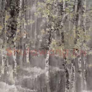 近现代 宋雨桂《小白桦》国画山水作品图片鉴赏