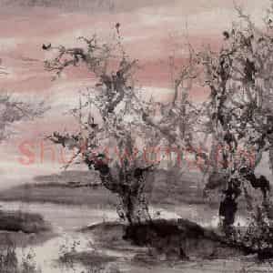 近现代 宋雨桂《曦林图》国画山水作品图片鉴赏