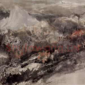 近现代 宋雨桂《远山的呼唤》国画山水作品图片鉴赏