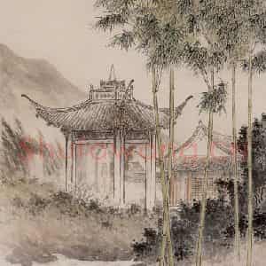 1961年 方人定《兰亭》国画山水作品图片鉴赏