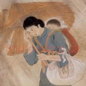 1932年 方人定《风雨途中》国画人物作品图片鉴赏