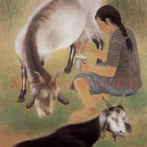 1941年 方人定《夺乳》国画综合作品图片鉴赏