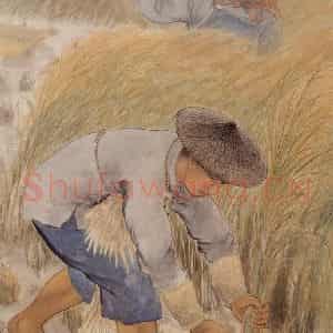 1946年 方人定《秋获》国画综合作品图片鉴赏