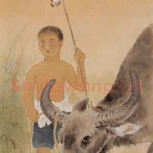 1947年 方人定《牧童》国画综合作品图片鉴赏