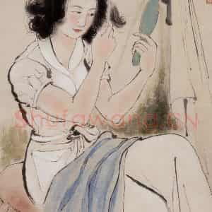 1949年 方人定《晨妆》国画人物作品图片鉴赏