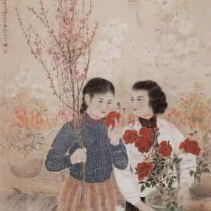 1956年 方人定《花市灯如昼》国画人物作品图片鉴赏
