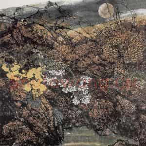 1991年 王晋元《月初升》国画花鸟写意作品图片鉴赏