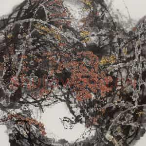 1989年 王晋元《荆棘上的果实》国画花鸟写意作品图片鉴赏