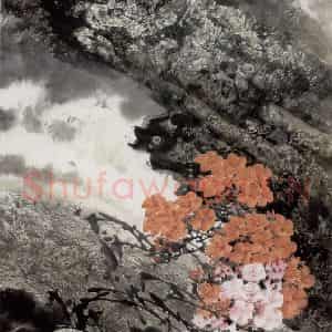 1991年 王晋元《血染的杜鹃》国画花鸟写意作品图片鉴赏