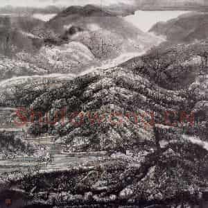 王晋元《桃花染僻乡》国画山水写意作品图片鉴赏