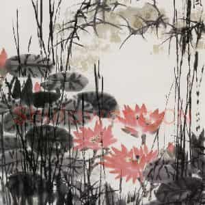 1981年 王晋元《睡莲》国画花鸟写意作品图片鉴赏