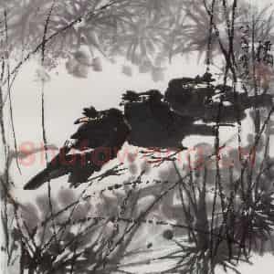 1981年 王晋元《栖》国画花鸟写意作品图片鉴赏