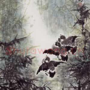 1980年 王晋元《细雨蒙蒙》国画花鸟写意作品图片鉴赏