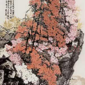 1981年 王晋元《景冈杜鹃》国画花鸟写意作品图片鉴赏