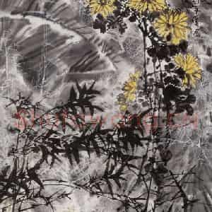 1982年 王晋元《菊残犹有傲霜枝》国画花鸟写意作品图片鉴赏