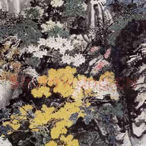 1984年 王晋元《多花的山谷》国画花鸟写意作品图片鉴赏