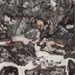 1987年 王晋元《山泉》国画花鸟写意作品图片鉴赏