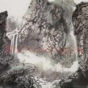 1987年 王晋元《山中春色》国画山水写意作品图片鉴赏