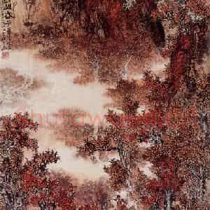 1964年 刘宝纯《红透山谷》国画山水作品图片鉴赏