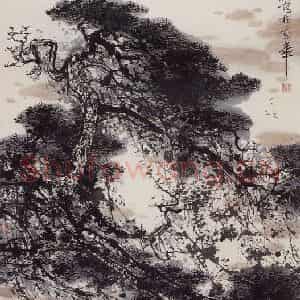 1980年 刘宝纯《江流天地外》国画山水作品图片鉴赏
