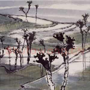 1987年 刘宝纯《日本村野小趣》国画山水作品图片鉴赏
