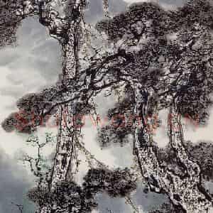 1987年 刘宝纯《明月净松林》国画山水作品图片鉴赏