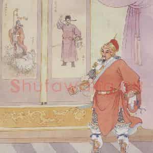 1986年 任率英《边塞诗》国画人物作品图片鉴赏