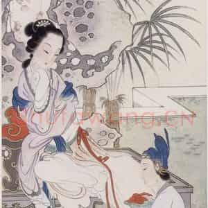 1946年 任率英《进荔图》国画人物作品图片鉴赏
