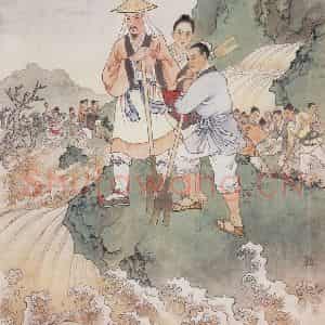 1958年 任率英《大禹治水》国画人物作品图片鉴赏