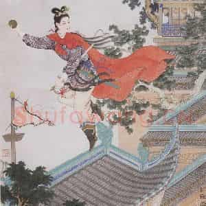 1958年 任率英《红线盗盒》国画人物作品图片鉴赏
