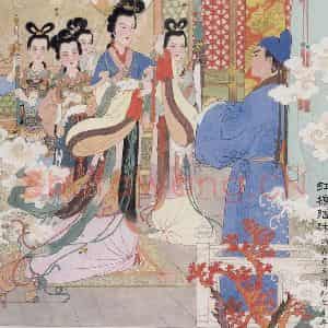 1979年 任率英《虹桥赠珠》国画人物作品图片鉴赏