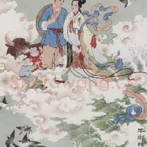 1979年 任率英《牛郎织女》国画人物作品图片鉴赏
