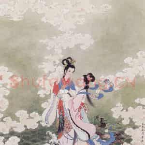 1979年 任率英《湘江二妃》国画人物作品图片鉴赏