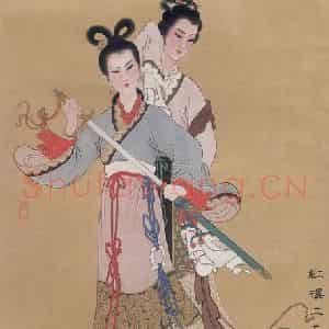 1980年 任率英《红楼二尤》国画人物作品图片鉴赏